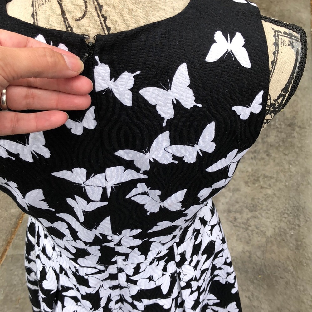 Talbots Black with White Butterflies Sundress Sz: 2 - Picture 6 of 7